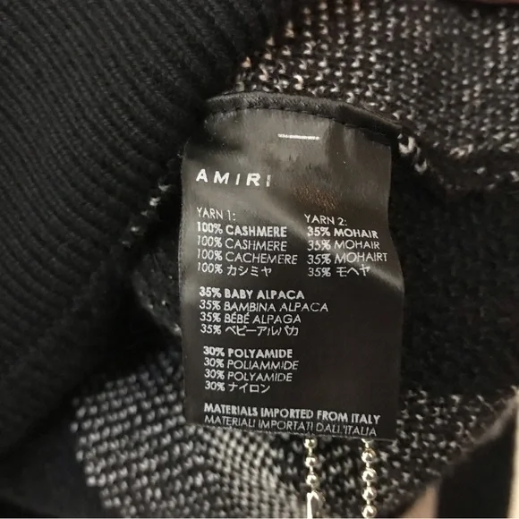 Amiri Logo Check Crew Mohair Cashmere Sweater Black White XXL Brand New With Tag - Picture 14 of 15
